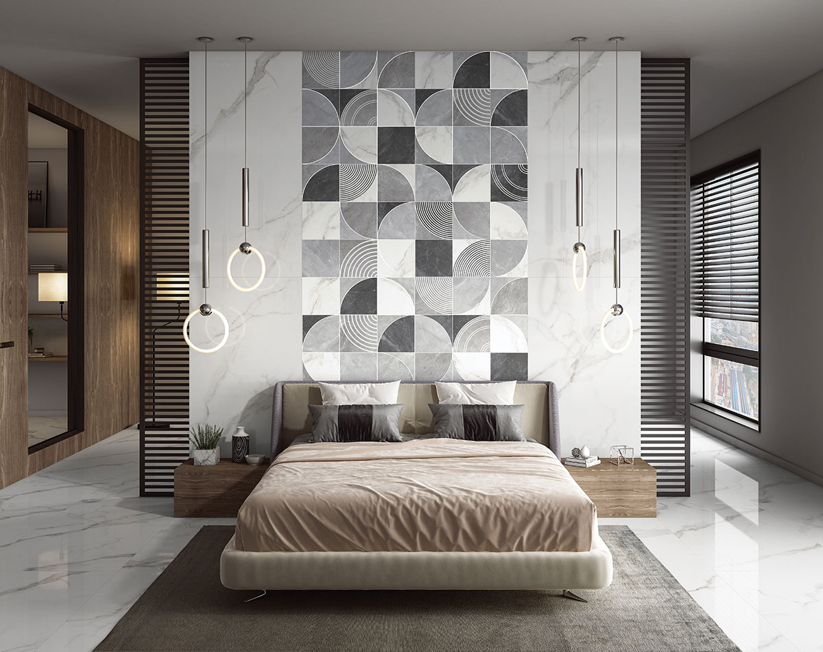 Versatile tile suitable for bedroom, kitchen, bathroom, and outdoor spaces, offering a blend of style and durability for any interior design