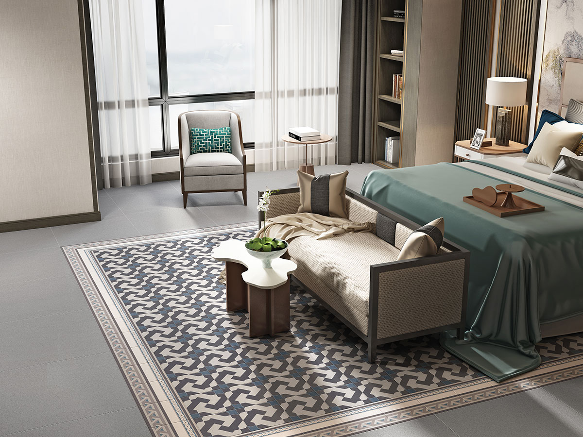 Versatile tile suitable for bedroom, kitchen, bathroom, and outdoor spaces, offering a blend of style and durability for any interior design