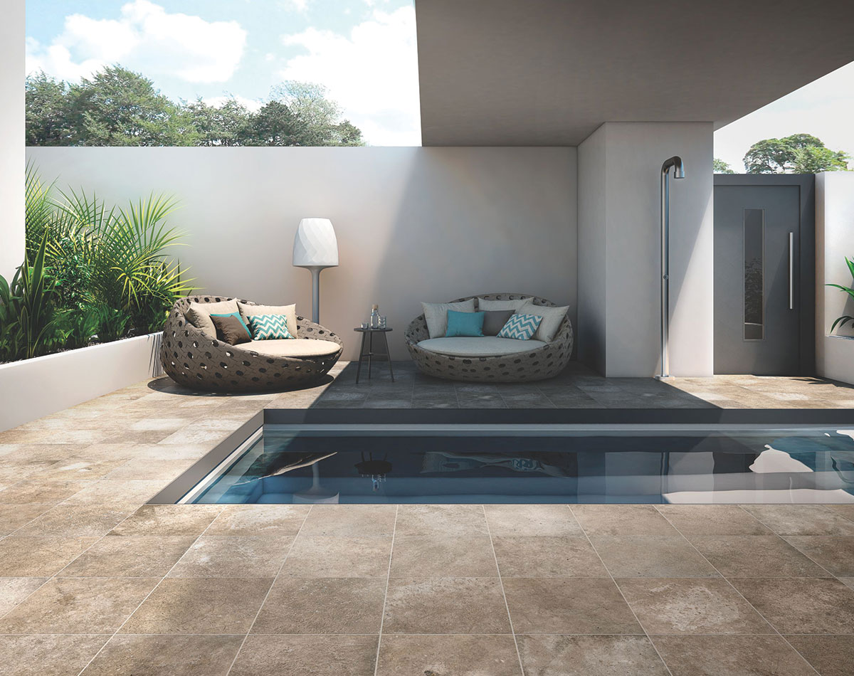 Versatile tile suitable for bedroom, kitchen, bathroom, and outdoor spaces, offering a blend of style and durability for any interior design