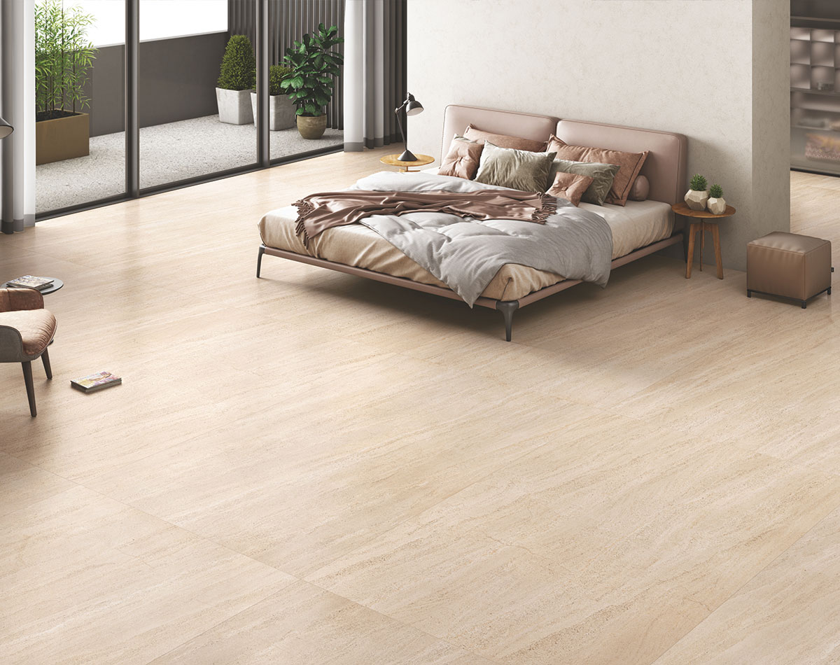 Versatile tile suitable for bedroom, kitchen, bathroom, and outdoor spaces, offering a blend of style and durability for any interior design